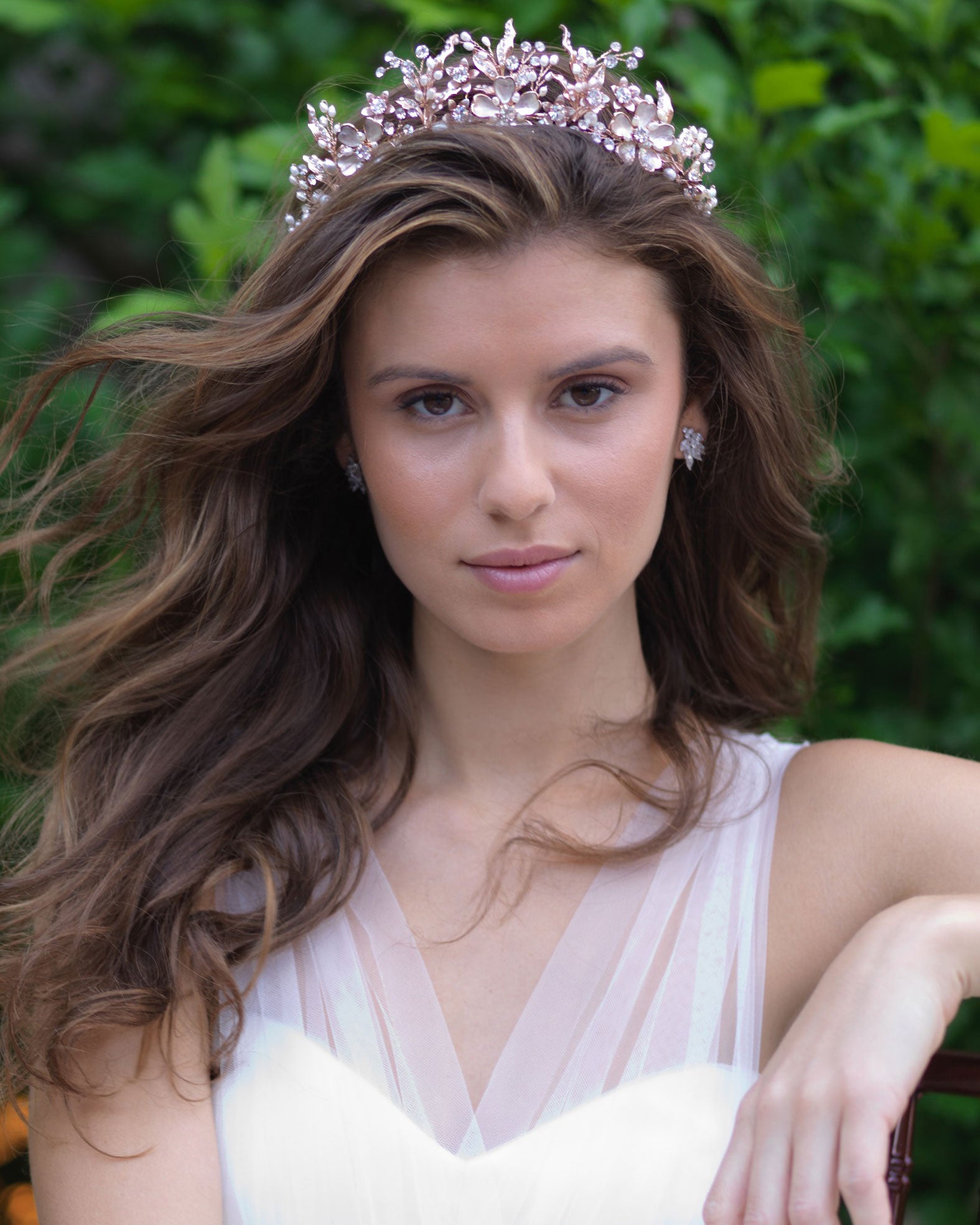 Ava Floral Bridal Tiara - Elegant Wedding Headpiece for Bride, Bridesmaids & Flower Girls | Perfect for Weddings, Prom & Special Occasions
