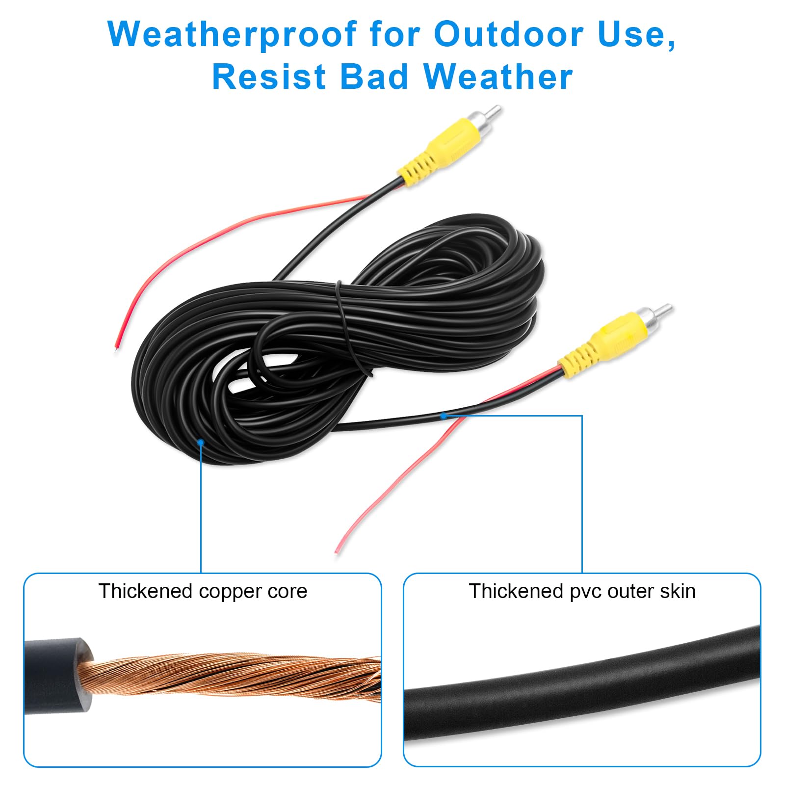 **High-Quality RCA Video Cable 20FT - Car Backup Camera AV Extension Cable with Detection Wire & Power Cable (Female to Female Coupler) - Perfect for Rear View Camera Installation & Vehicle Safety Systems**    *(Ideal for Trucks, RVs, Trailers & DIY Backup Camera Setups)*