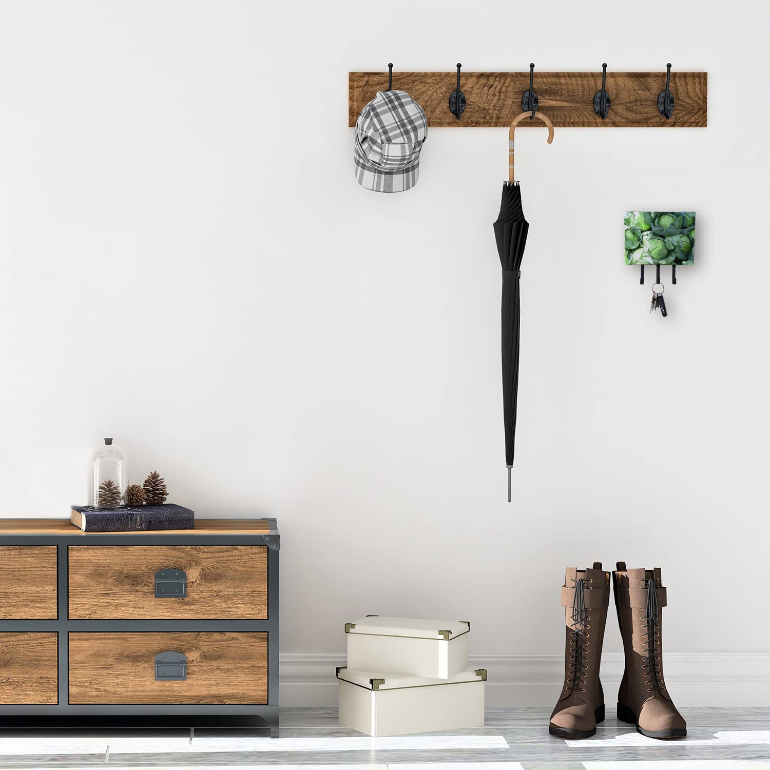 Caroline's Treasures GAK1016TH68 Wall Mounted Key Holder & Coat Hooks - Durable Leash Hanger, Towel Rack & Apron Hook for Entryway, Kitchen, Bathroom Organization (Set of 6)
