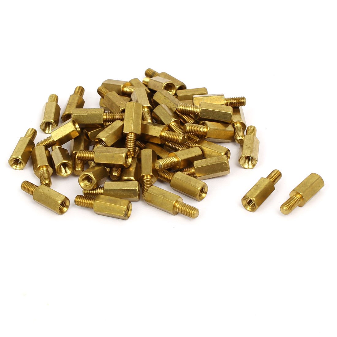 IIVVERR M3 x 10mm+6mm Male to Female Thread Brass Hex Standoff Spacers - 50PCS - Durable Hexagonal Pillar Hardware for Electronics, 3D Printing & DIY Projects - Perfect for PCB Mounting, Enclosure Assembly & Robotics