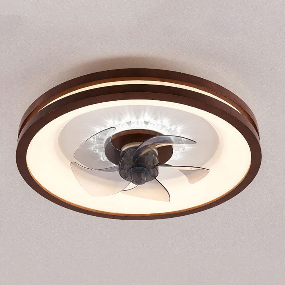 iBalody Modern Brown 20-inch Low Profile Ceiling Fan with LED Light - 60W Dimmable Indoor Ceiling Fan, 3-Speed Quiet Motor - Perfect for Bedroom, Living Room, and Home Office Lighting