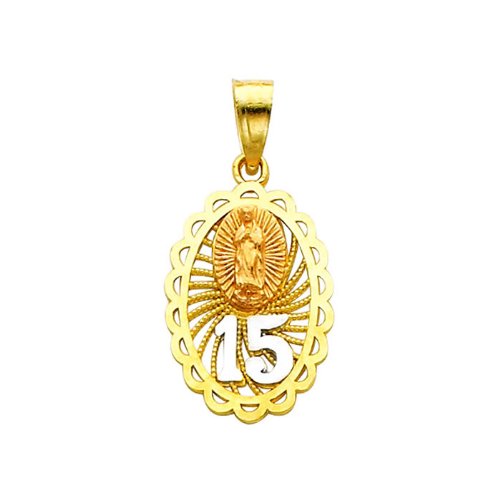 14K Tri-Color Gold 15 Años Pendant Necklace with 0.9mm Cable Chain - Elegant Jewelry Gift for Women, Perfect for Anniversaries, Birthdays & Special Occasions