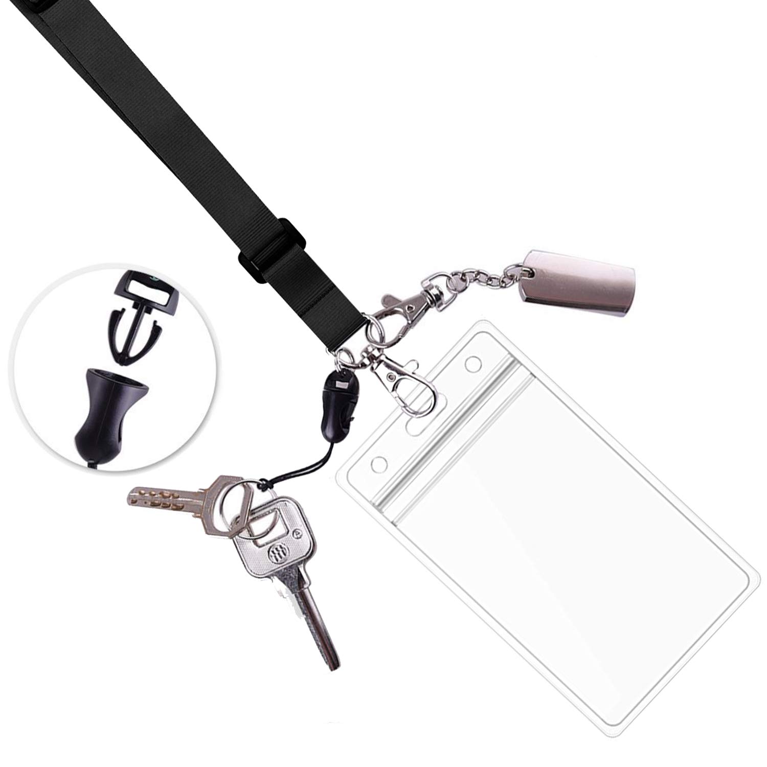 6 Pack Black Adjustable Lanyards with ID Badge Holder for Work, School & Events
