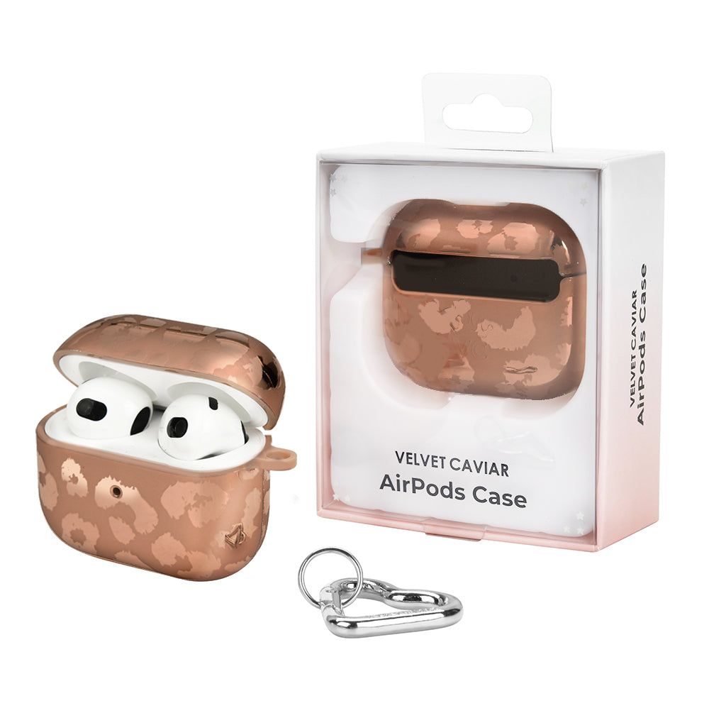 Stylish Bronze Chrome Leopard Print AirPod Case - Trendy Protective Cover for AirPods 1/2/3/Pro - Perfect for Gym, Travel & Everyday Use