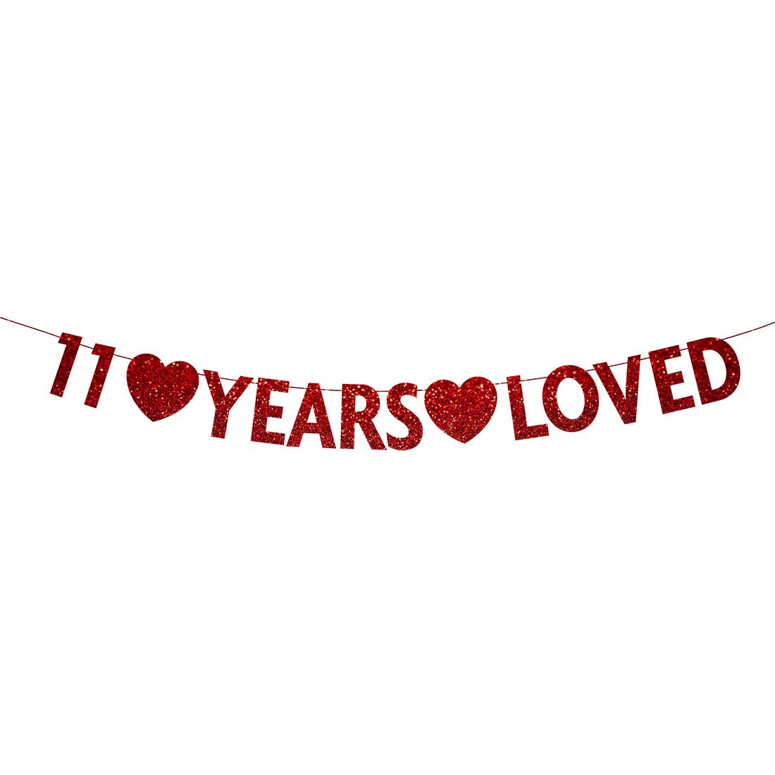 Red Glitter Happy 11th Birthday Banner - Premium Party Decorations for 11 Year Old Birthday Celebrations, Home Decor & Photo Backdrops