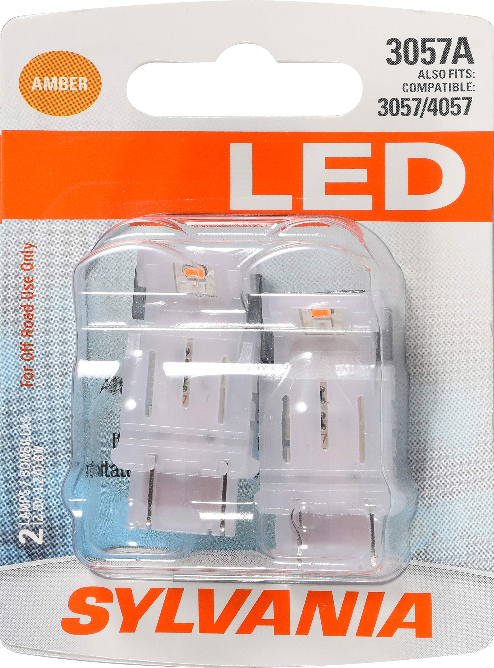 SYLVANIA 3057 LED Amber Bulbs - 2 Pack for Park & Turn Lights