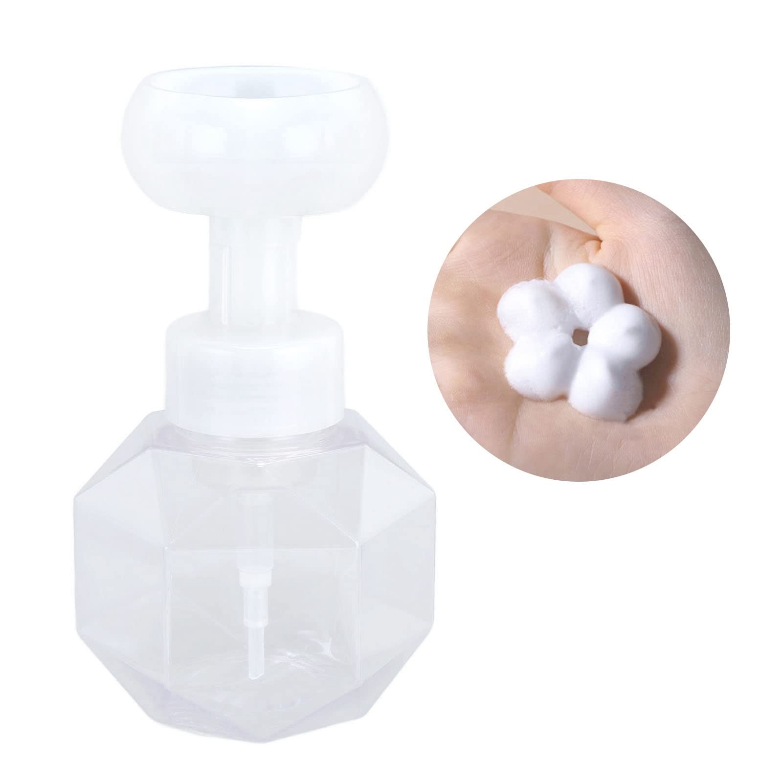 300ml Transparent Foaming Hand Soap Dispenser - Flower Design Liquid Soap Bottle with Foam Pump for Bathroom, Kitchen & Travel | Gentle Cleaning for Hands & Home