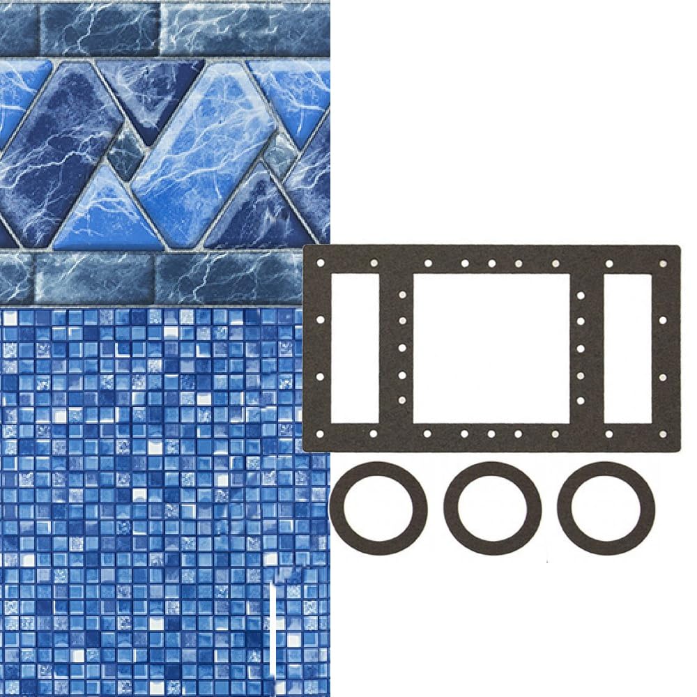 Smartline Stone Harbor 18-Foot Round Pool Liner - UniBead Style, 48-Inch Wall Height, 25 Gauge Virgin Vinyl for Steel Sided Above-Ground Pools with Universal Gasket Kit | Durable Swimming Pool Accessory for Backyard, Family Fun & Summer Relaxation