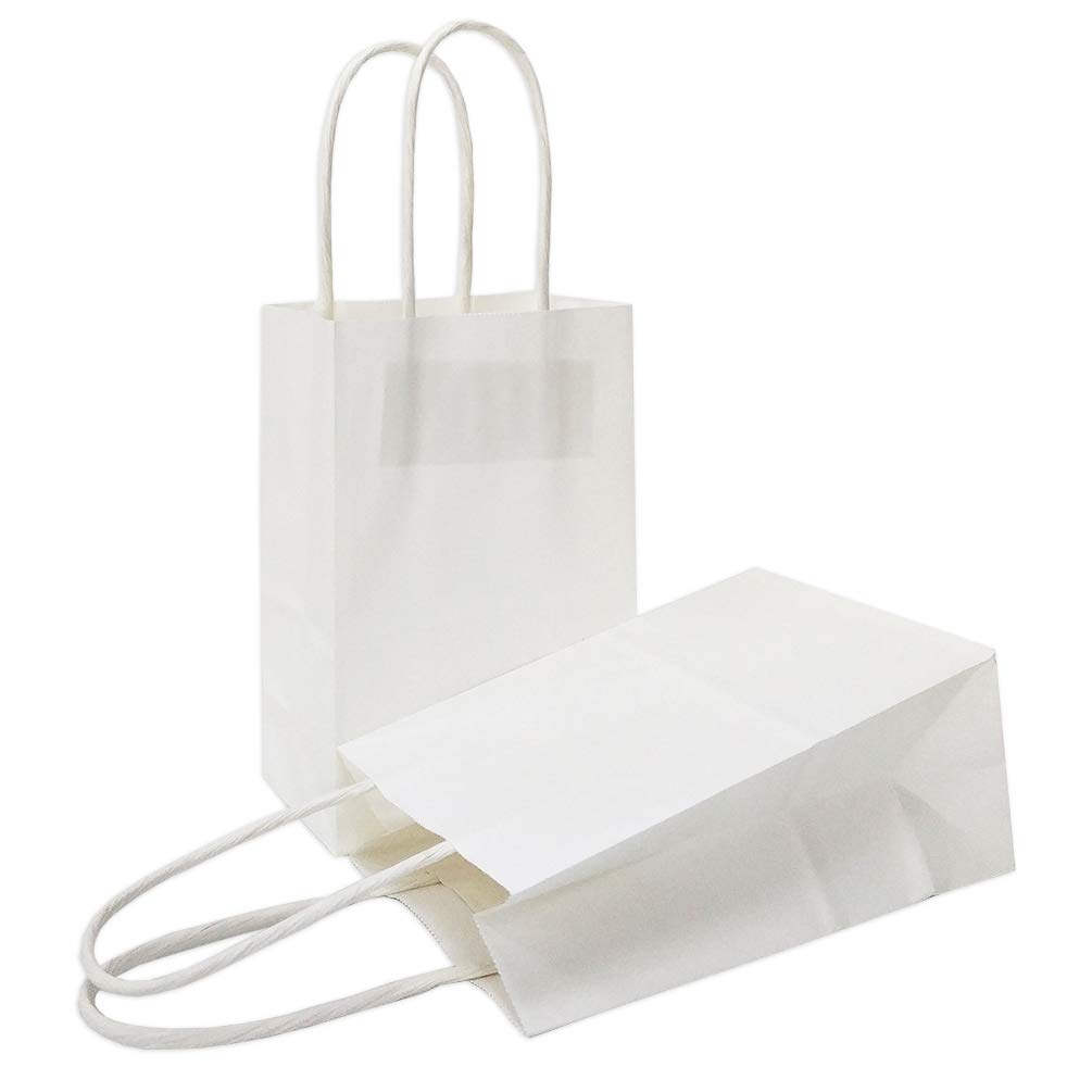 AZOWA Mini Kraft Paper Gift Bags with Handles - 4 x 2.4 x 6 Inches, White, 12 Pack - Perfect for Party Favors, Wedding Gifts, Birthday Treats & Small Business Packaging