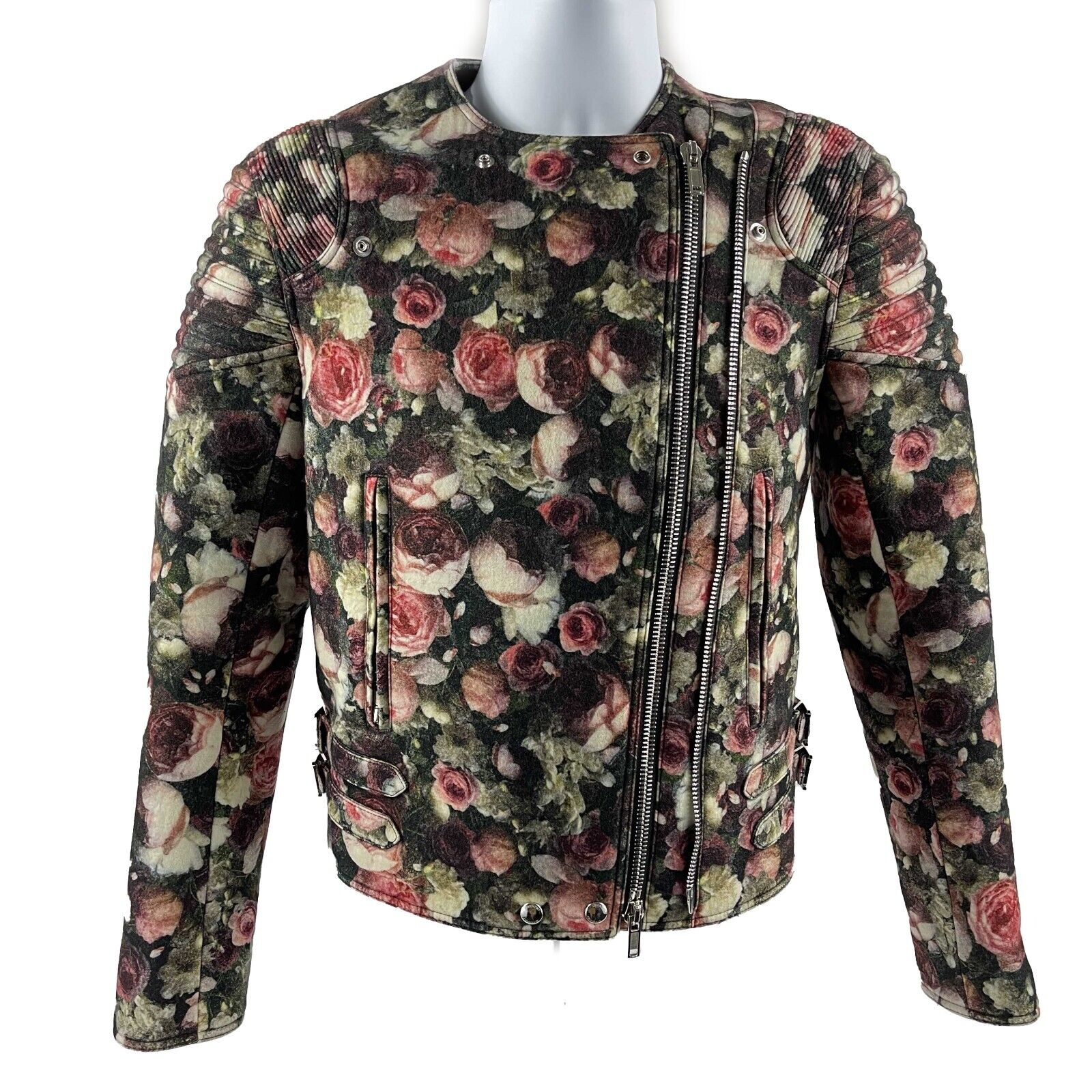 Givenchy Pristine Floral Wool Bomber Jacket with Silver Hardware - Size 36 (US S) | Luxury Women's Outerwear for Fall & Winter Fashion | Perfect for Evening Events & Night Out