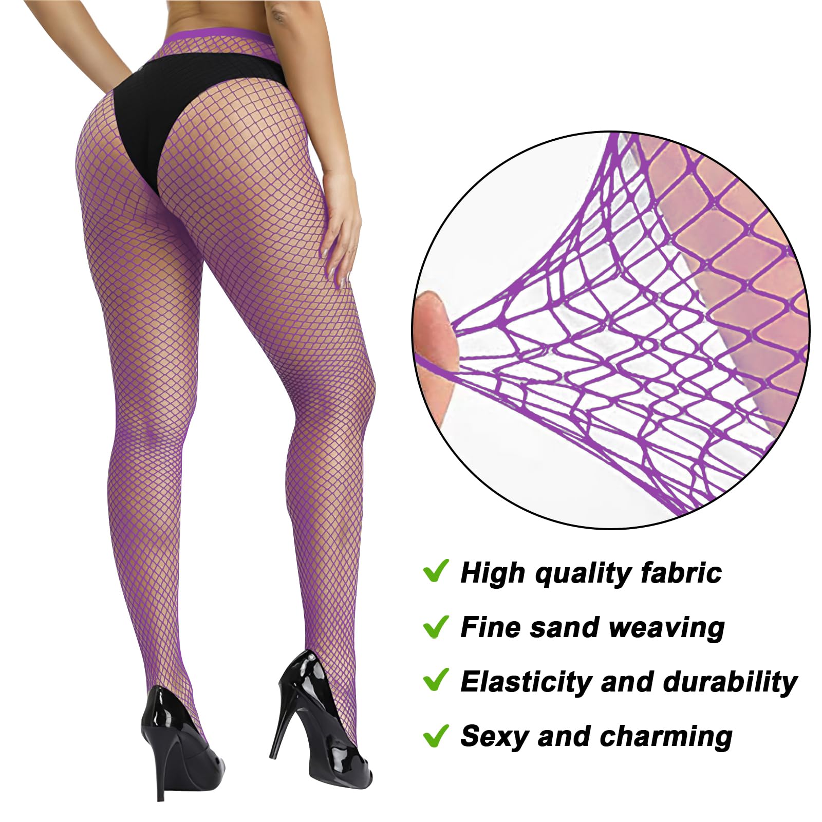Sparkly Fishnet Stockings for Women - Rhinestone Fishnet Tights, Plus Size Fishnet Tights, All-Size Fishnet Stockings | Perfect for Parties, Cosplay, and Night Out Outfits