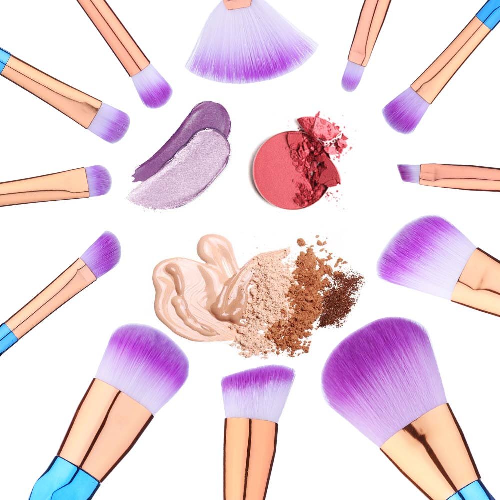 12 Pcs Premium Makeup Brush Set - Foundation, Blending, Blush, Concealer, Eye, Face & Lip Brushes for Powder, Liquid & Cream - Complete Synthetic Bristles Makeup Kit for Professional & Everyday Use