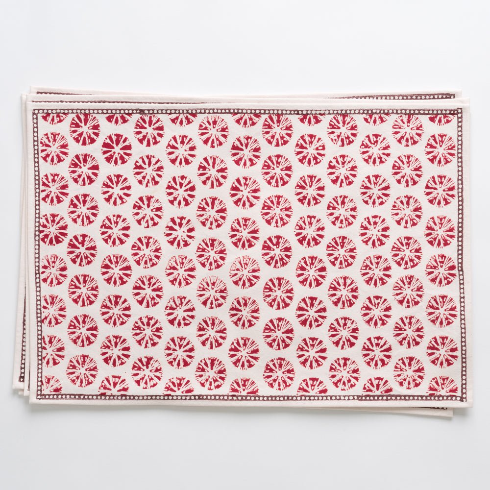 India Hicks Home Sea Biscuit Red Placemat Set of 4 | Premium Cotton Table Mats for Dining, Kitchen, and Outdoor Entertaining