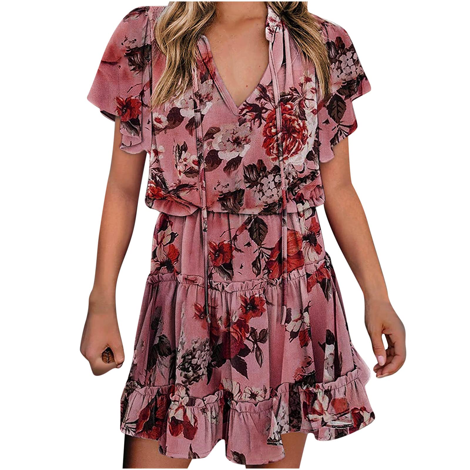 TAYBAGH Women's Floral Sundress - Casual Sleeveless Beach Dress with Round Neck, Loose Fit Tank Dress for Summer, Vacations & Outdoor Activities