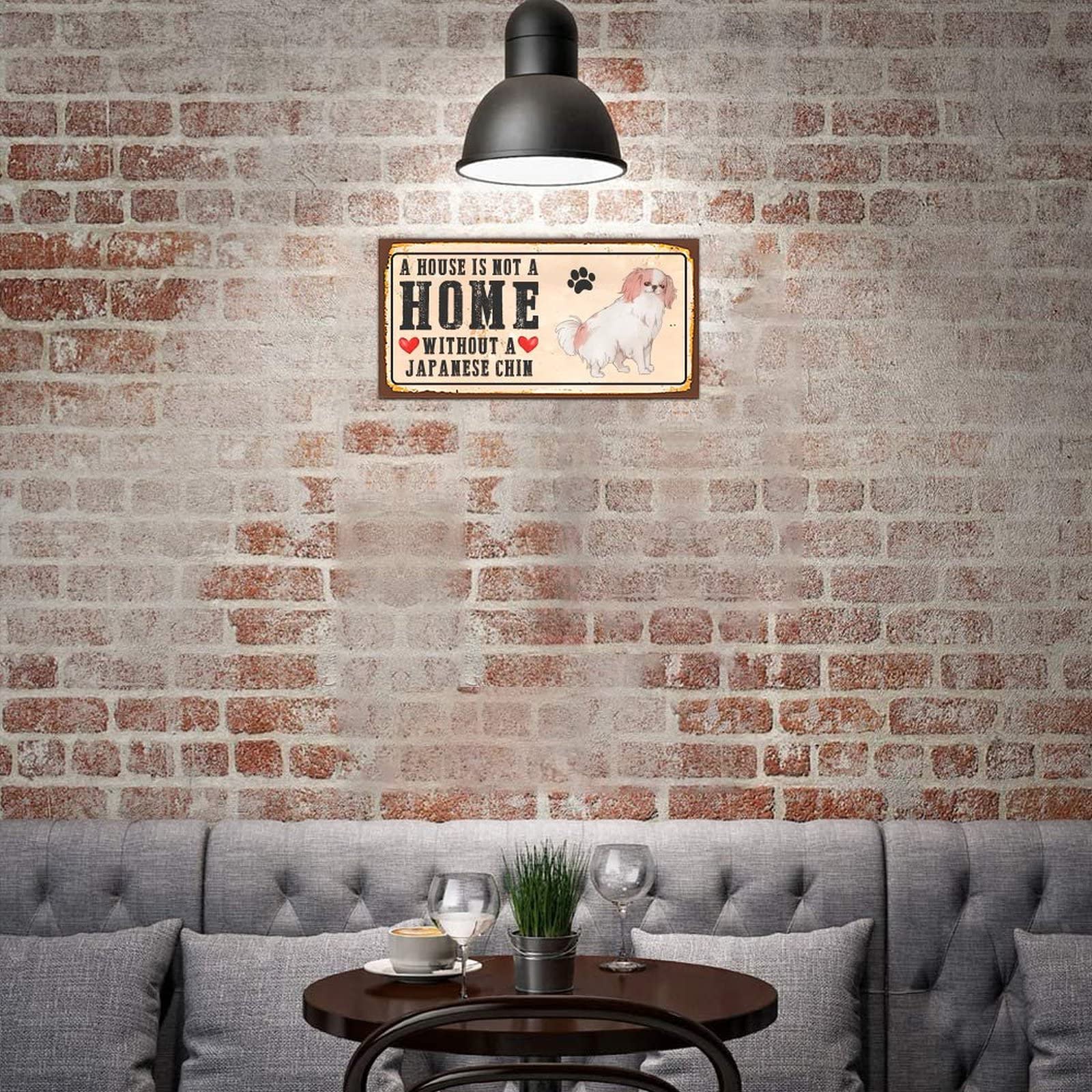 Rustic Metal Dog Sign Plaque - 'A House is Not A Home Without A Dog' - Japanese Chin Pet Wall Decor - Farmhouse PAW Welcome Sign - Perfect Gift for Dog Moms & Dog Lovers - Ideal for Living Room, Entryway, or Outdoor Patio Decor