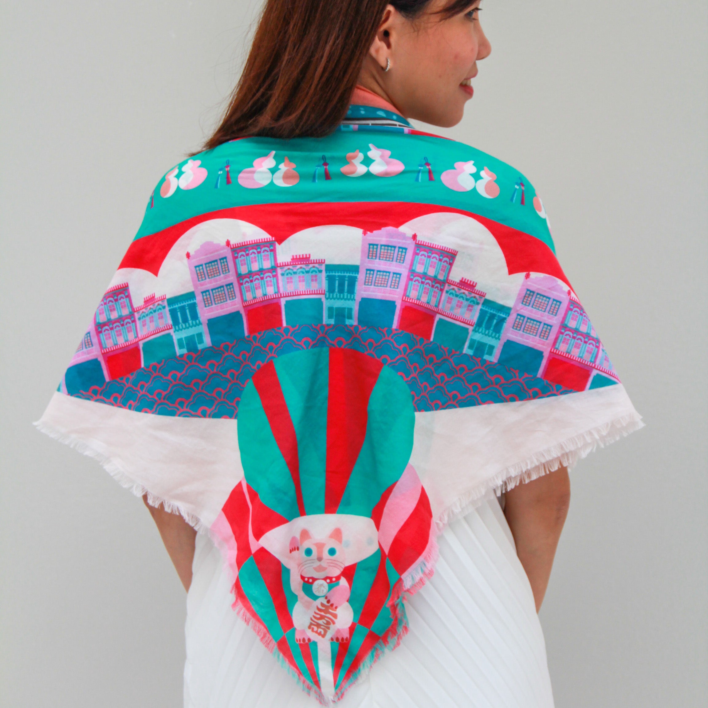 Stylish Chinatown Cotton Scarf - Soft & Breathable Fashion Accessory for Women - Perfect for Everyday Wear, Travel, and Special Occasions