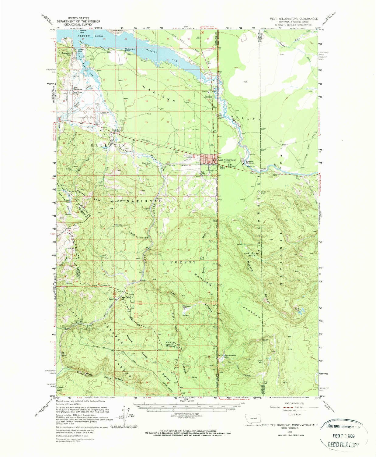 West Yellowstone MT Topographic Map - 1:62500 Scale, 15' x 15' Minute Quadrangle, Historical 1958 Edition (Updated 1966) - 21.8 x 18 Inches - Perfect for Hiking, Camping & Outdoor Exploration in Yellowstone National Park