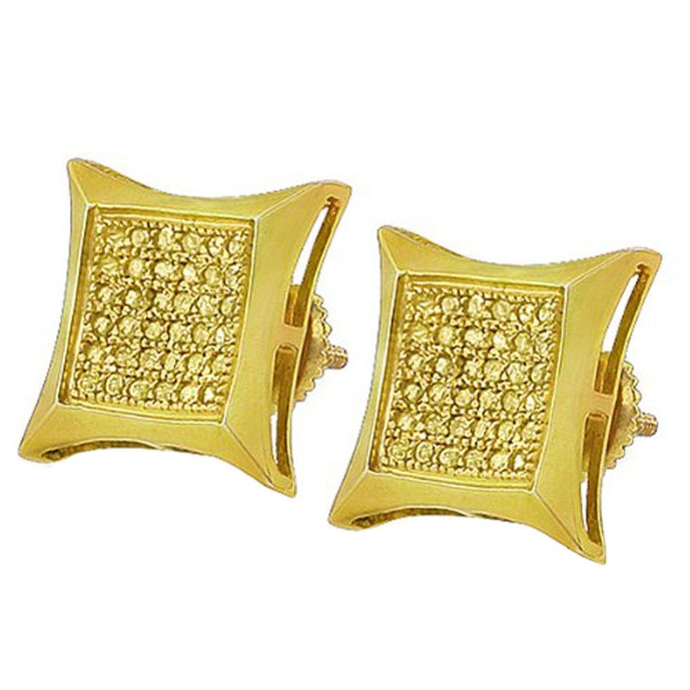 Dazzlingrock 0.33 Carat Genuine Diamond Kite-Shaped Men's Hip Hop Iced Out Stud Earrings in Sterling Silver - Perfect for Gifts, Parties & Streetwear Fashion