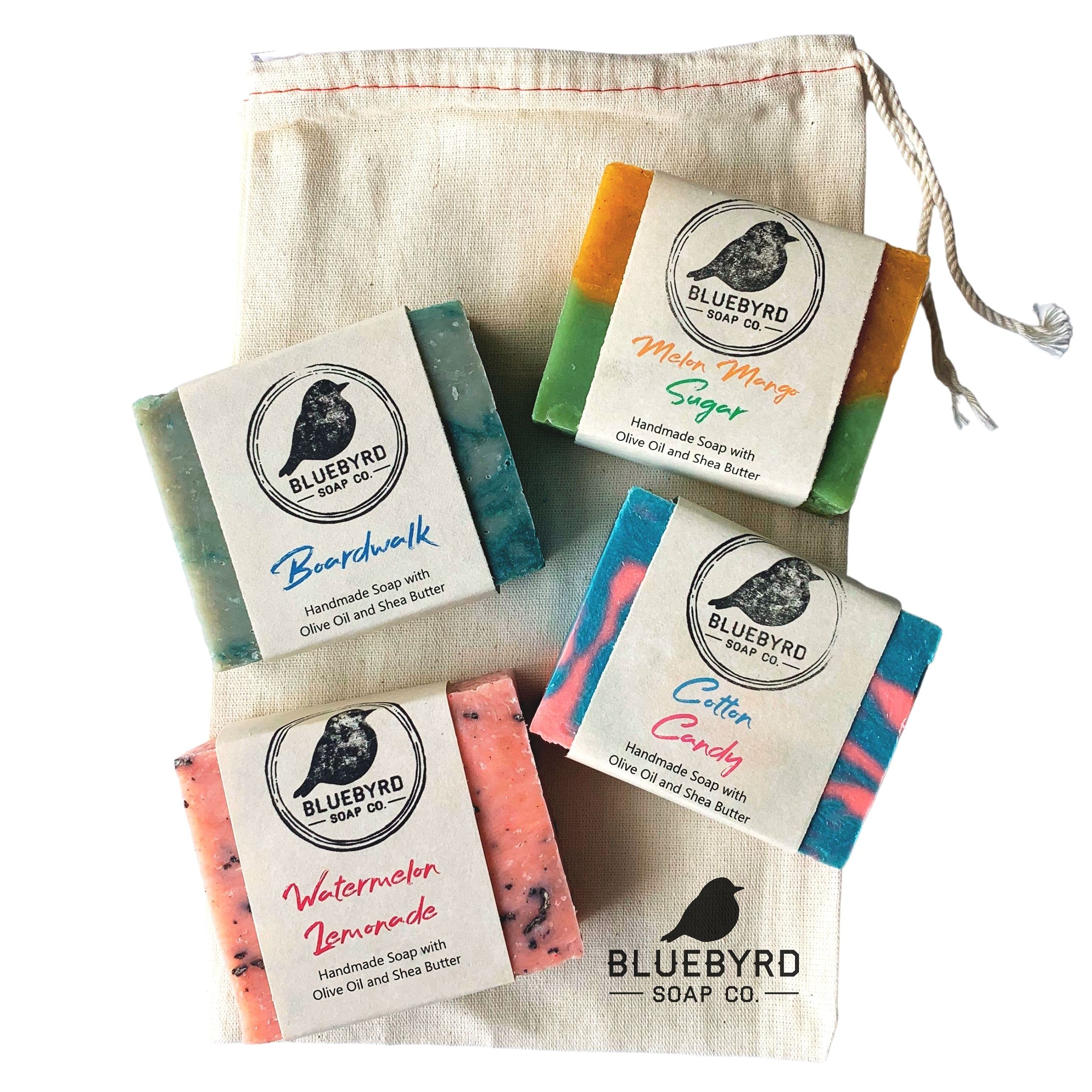 Bluebyrd Soap Co. Natural Kids Soap Bars Variety Pack of 4 | Organic Handmade Soap for Children | USA Made Gentle Body Wash Bar Set | Colorful Assorted Gift for Teens & Kids | Perfect for Birthday Presents, Holiday Gifts & Daily Bath Time