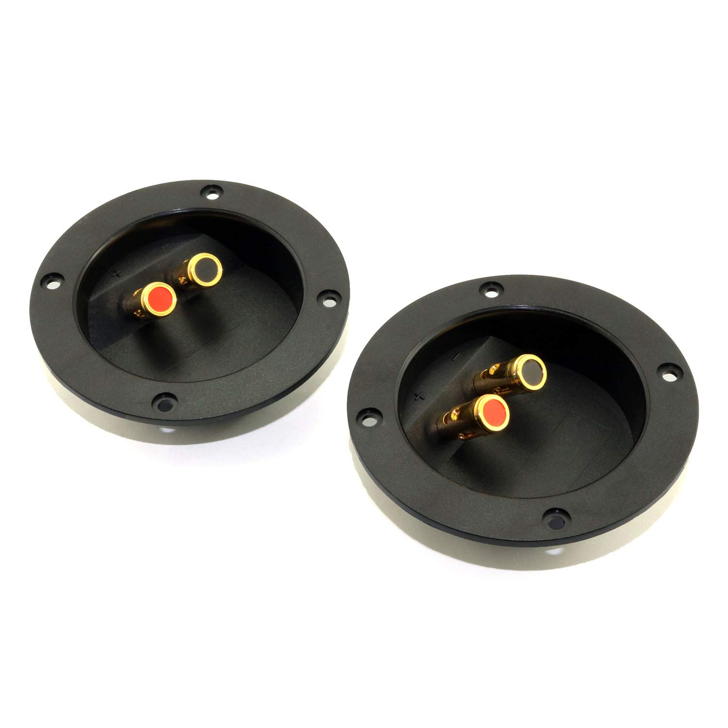 2PCS 4-Inch Round Screw-in Speaker Box Terminal Cup Binding Post - Gold Plated Connectors for Car Audio & Home Theater Speaker Systems - Easy Installation for DIY Speaker Projects & Audio Upgrades
