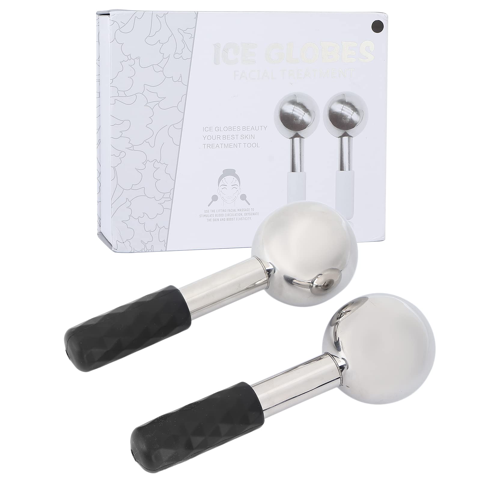 Facial Ice Globes for Skin Care - Stainless Steel Cold Roller Massager for Face, Neck & Eyes | Reduces Dark Circles, Puffiness & Wrinkles | Promotes Collagen Production | Perfect for Morning Routine & Post-Workout Skin Refresh
