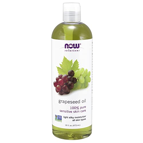 NOW Solutions Grapeseed Oil - Lightweight Moisturizer for Sensitive Skin & All Skin Types | 16 oz Cold-Pressed Facial & Body Oil for Dry Skin Care & Massage Therapy