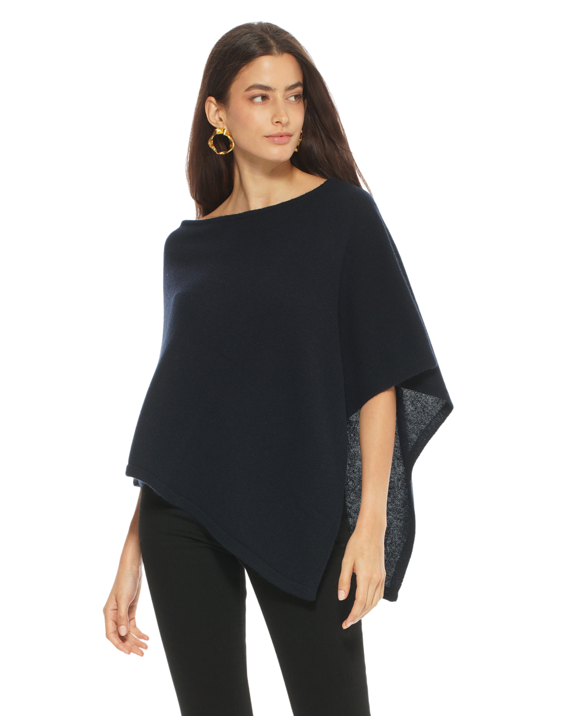 Luxury Women's Pure Cashmere Capelet Poncho - Soft & Warm Night Blue Shawl Wrap for Fall & Winter | Perfect for Office, Evening Parties & Travel