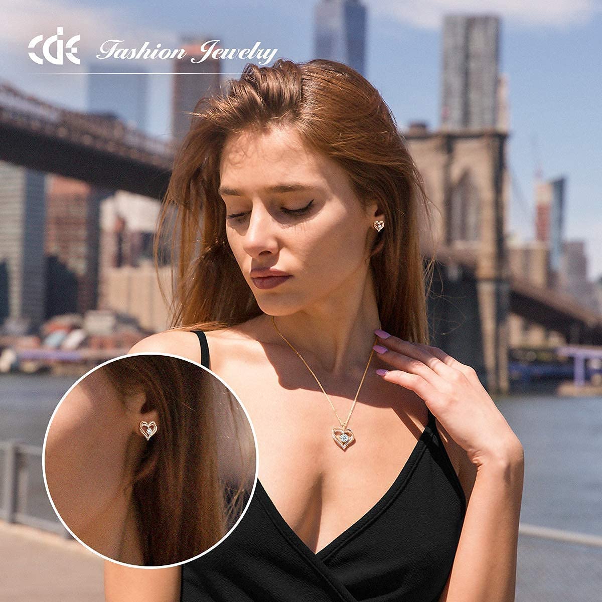 Forever Love Heart Necklace & Earrings Set - 925 Sterling Silver Rose Gold Plated Birthstone Jewelry for Women with 5A Cubic Zirconia | Valentine's Day Gift, Anniversary Present, Birthday Jewelry Set for Her | Perfect for Romantic Occasions, Date Nights and Special Celebrations