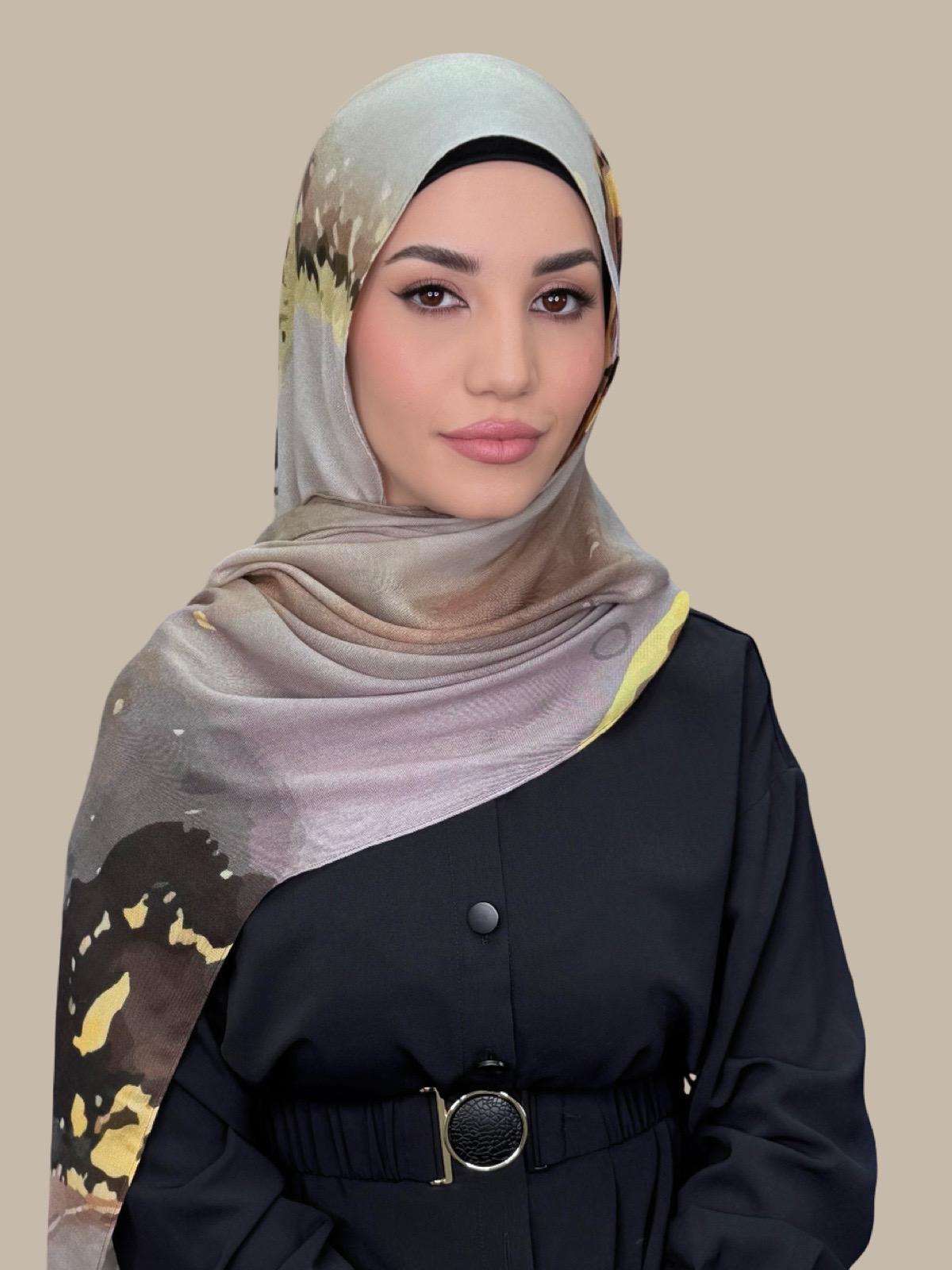 Print Modal Hijab Beirut Bronze - Soft & Breathable Muslim Scarf for Women - Perfect for Daily Wear, Prayer, and Special Occasions
