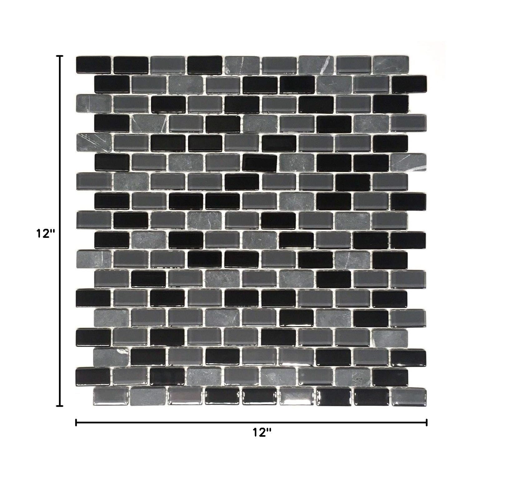 La Jacond Mini Brick Stone and Glass Blend Mosaic Wall Tile - Peel and Stick Backsplash for Kitchen, Bathroom, Shower, Fireplace (12x12 Inch) - Waterproof, Easy to Install DIY Home Decor
