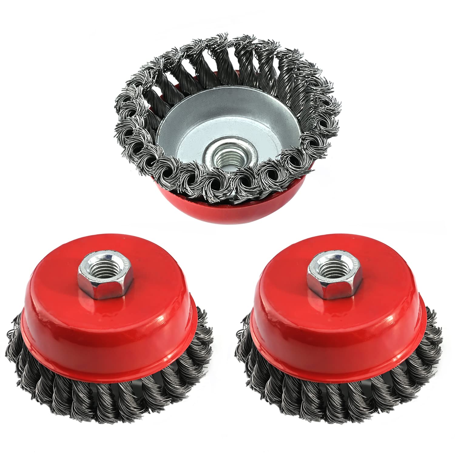 Utoolmart 100mm Steel Wire Cup Brush - 3 Pcs with M14 Thread for Metal Cleaning & Polishing