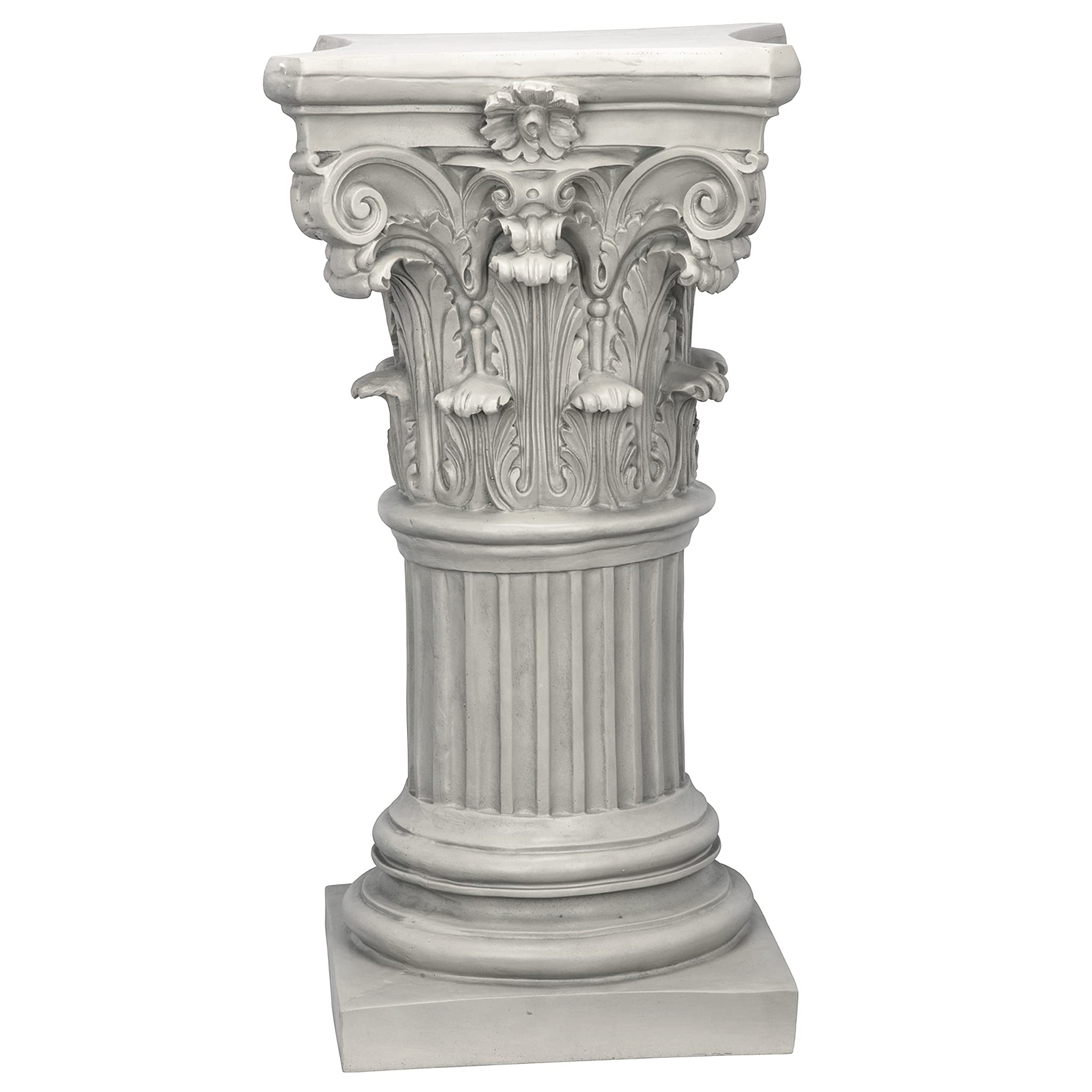 Design Toscano Corinthian Pedestal Column Plant Stand - 29 Inch Tall Cast Stone Resin with Antique Finish | Indoor/Outdoor Garden Decor, Home & Office Display