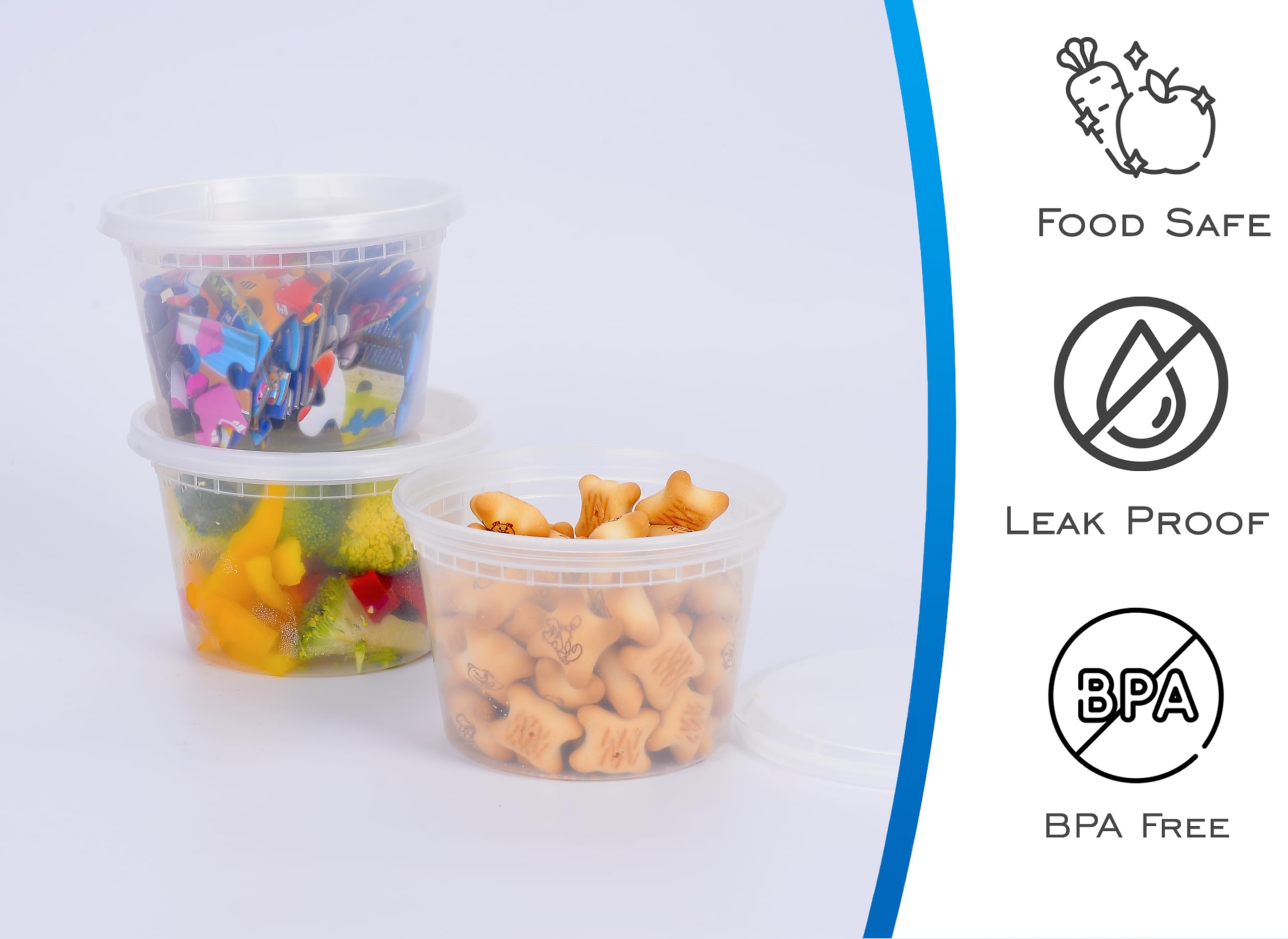 16 oz (25 Sets) Airtight Plastic Food Storage Containers with Lids - BPA Free, Microwave, Freezer & Dishwasher Safe | Heavy Duty Meal Prep Containers | Leakproof & Recyclable | Perfect for Leftovers, Lunch Boxes & Bulk Food Storage