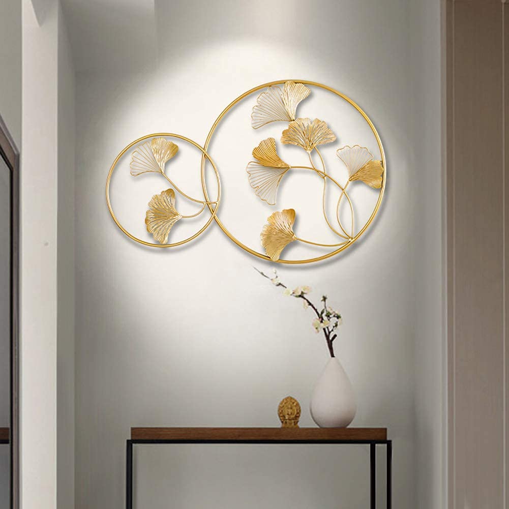 Nordic Style Creative Metal Wall Art Decor - Iron Wall Sculpture with Maple & Ginkgo Leaf Design - Elegant Wall Hanging for Home, Office, Hotel - Perfect for Living Room, Bedroom & Entryway Decor
