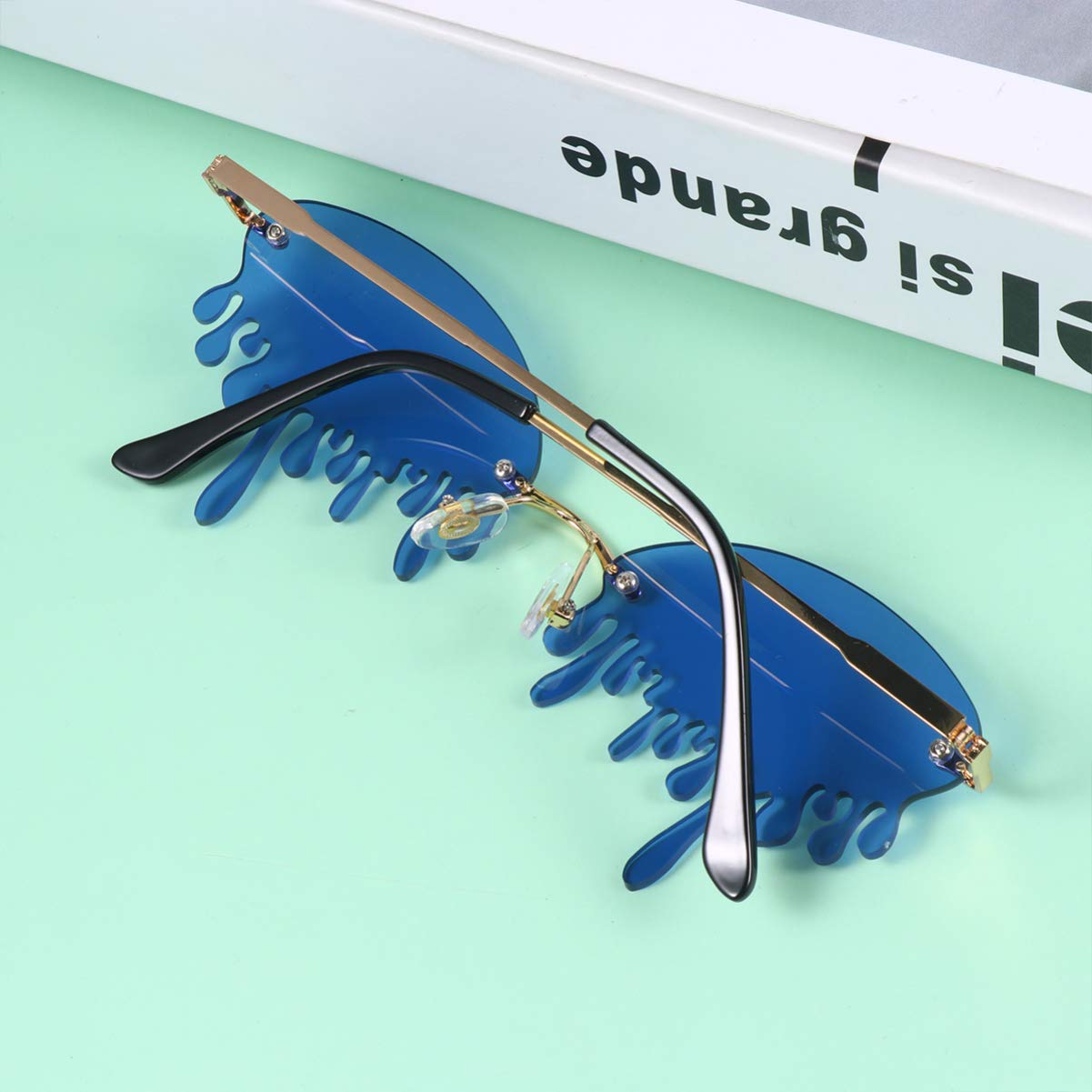 VALICLUD Fashion Rimless Teardrop Sunglasses for Women - Trendy Cat Eye Sunglasses with UV Protection - Perfect for Beach, Driving & Outdoor Activities