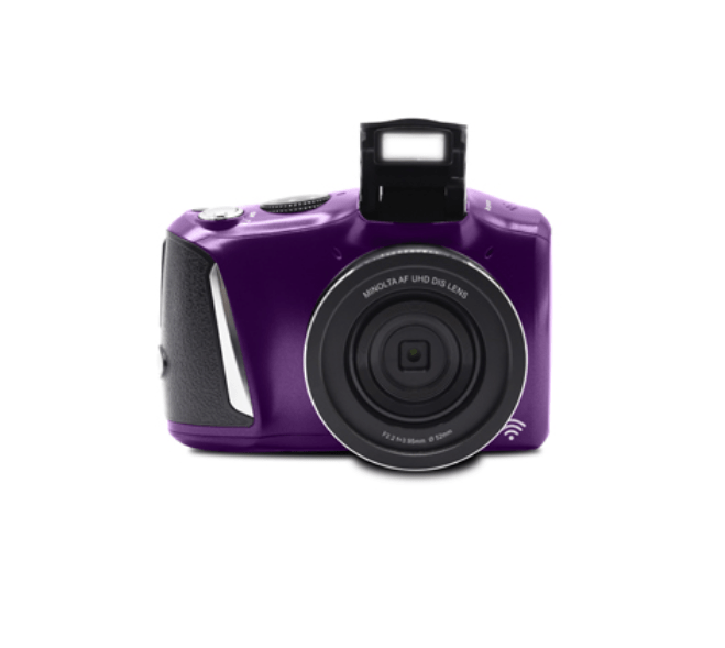 MINOLTA MND55 64MP Autofocus Digital Camera with 4K Ultra HD Video, WiFi Connectivity & Purple Body - Perfect for Vlogging, Travel Photography and Content Creation