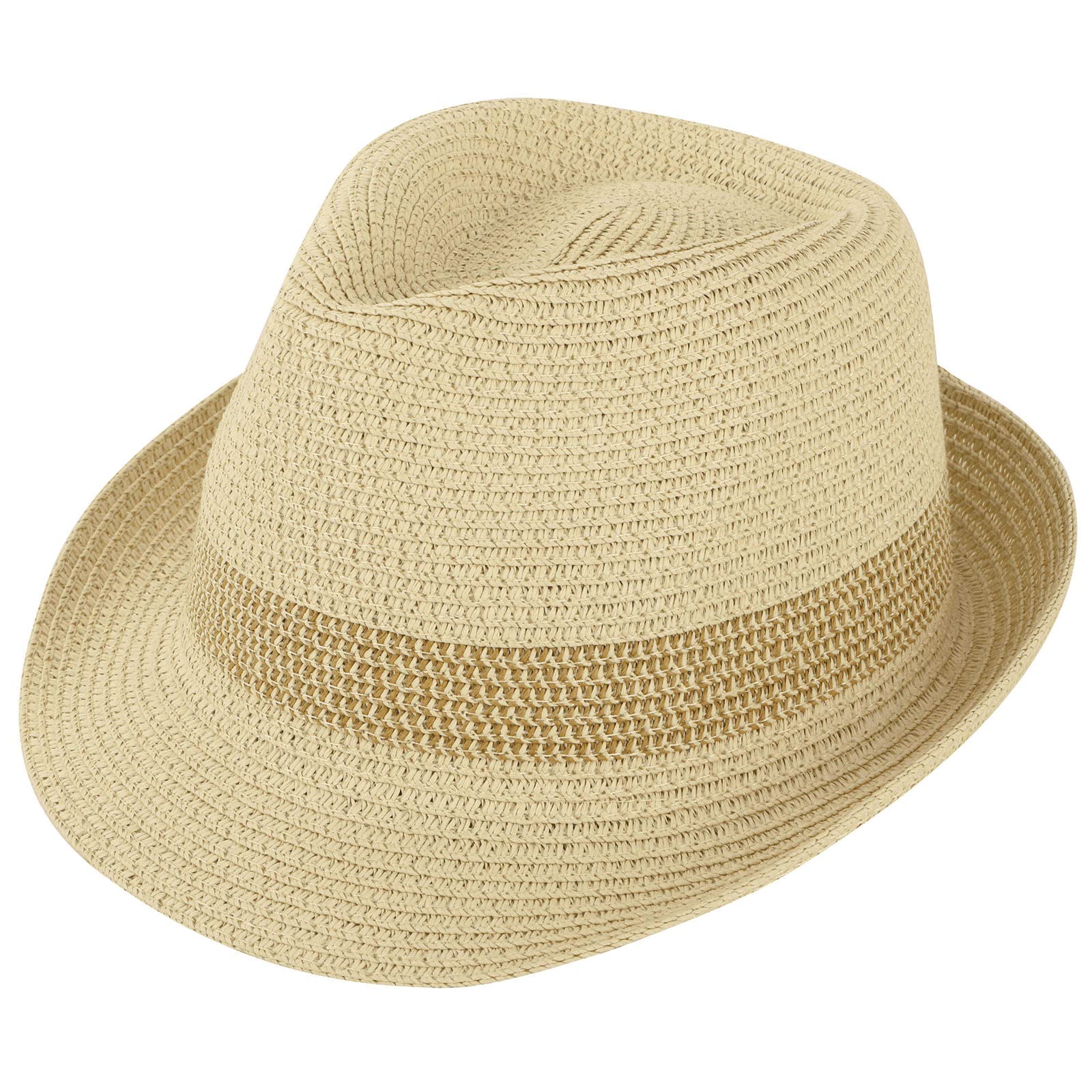 Simplicity Men & Women's Summer Fedora Hat - UV Protection, Breathable Dress Hat for Outdoor Activities (Beige/Brown, Size L/XL) | Perfect for Beach, Travel, and Casual Wear