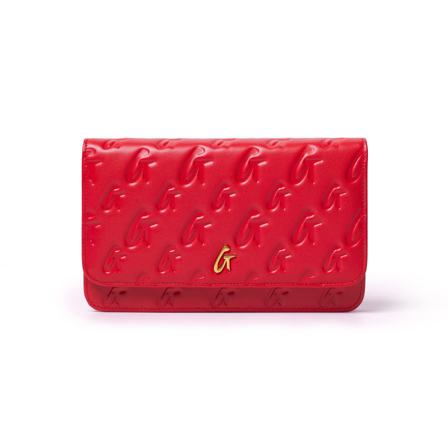 MONOGRAM GOLD WOC Handbag - Luxury Red Leather Crossbody Bag for Women | Perfect for Parties, Date Nights & Special Occasions
