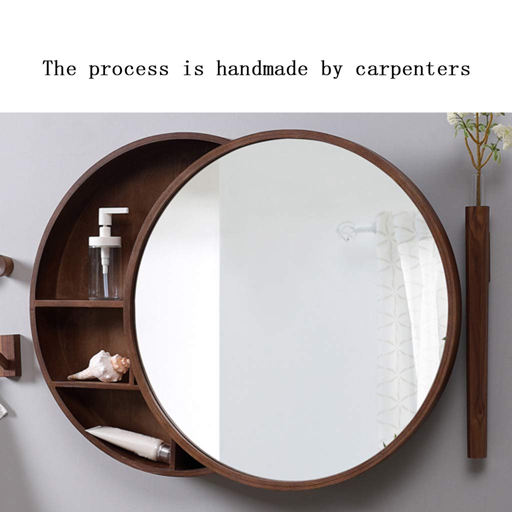 Wall-Mounted Round Mirror with Shelf - Bathroom Vanity Mirror Cabinet for Storage & Organization - Perfect for Small Bathrooms, Powder Rooms & Makeup Areas
