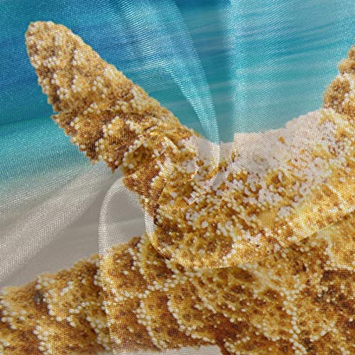 Wusikd 60 Inch Round Beach Tablecloth with Seashell & Starfish Design - Outdoor Waterproof Polyester Table Cover with Umbrella Hole for Camping, Picnic, Patio, Parties, BBQs - Perfect for Summer Gatherings & Ocean-Themed Decor