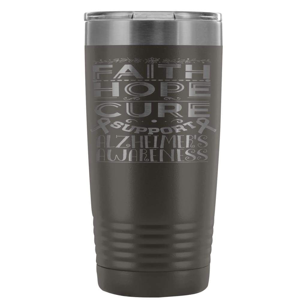 20oz Stainless Steel Tumbler - Alzheimer's Awareness Cup with Faith Hope Cure Laser Etching | Pink Insulated Travel Mug for Coffee, Tea & Cold Drinks | Perfect Gift for Caregivers & Charity Events