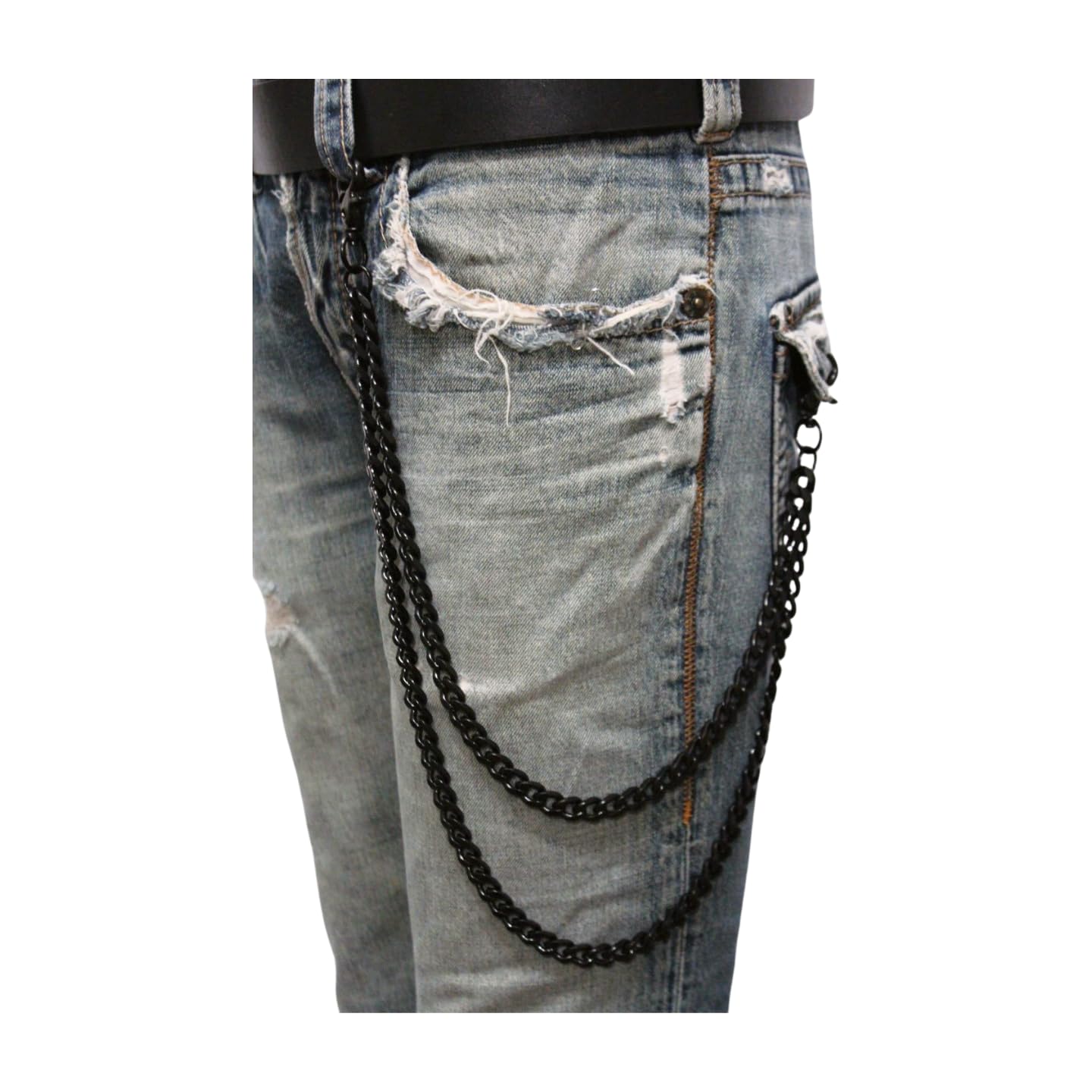 Men's Biker Wallet Chain - 2 Strands Motorcycle Keychain for Jeans & Accessories | Stylish Black Metal Links for Biker Fashion & Motorcycle Enthusiasts | Perfect for Everyday Use, Riding & Gifts