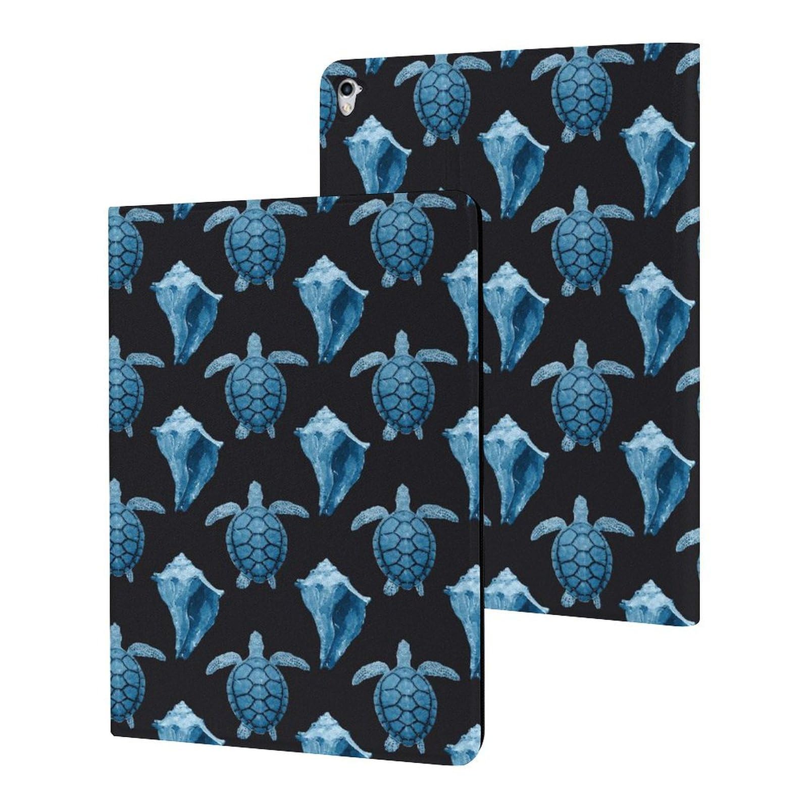 Shockproof Waterproof iPad Pro Case - Slim Blue Sea Turtle Conch Shell Design for iPad Pro 9.7 Inch (2016 Model) | Protective Cover with Stand for Travel, Work & Home Use
