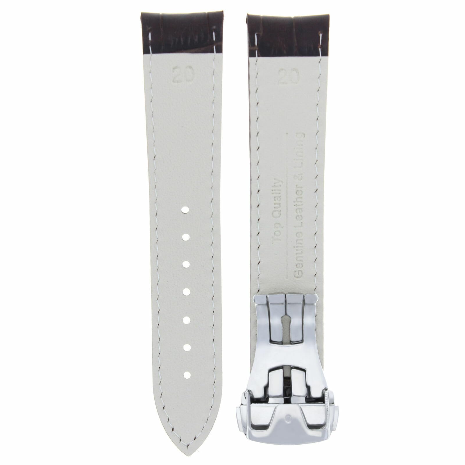20mm Genuine Leather Watch Band Strap for Omega Seamaster Planet Ocean - Dark Brown Replacement Strap with Deployment Clasp | Durable & Comfortable for Daily Wear, Business & Casual Occasions