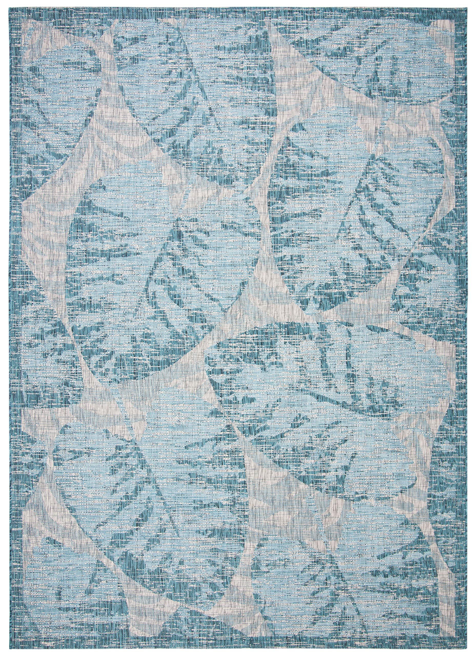 SAFAVIEH Courtyard Collection 8' x 10' Grey Aqua Indoor Outdoor Waterproof Rug - Easy to Clean, Stain Resistant for Patio, Backyard, Mudroom, Deck & Poolside Use