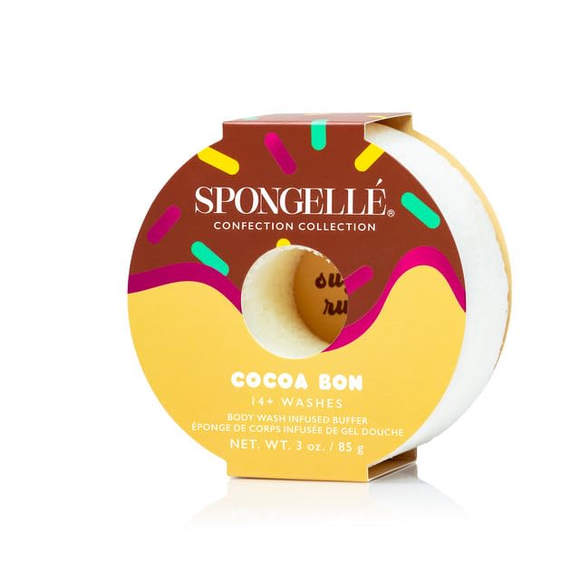 Spongelle Confection Collection Body Wash Infused with Cocoa Bon - 14+ Washes for Soft, Hydrated Skin | Perfect for Shower, Bath & Travel