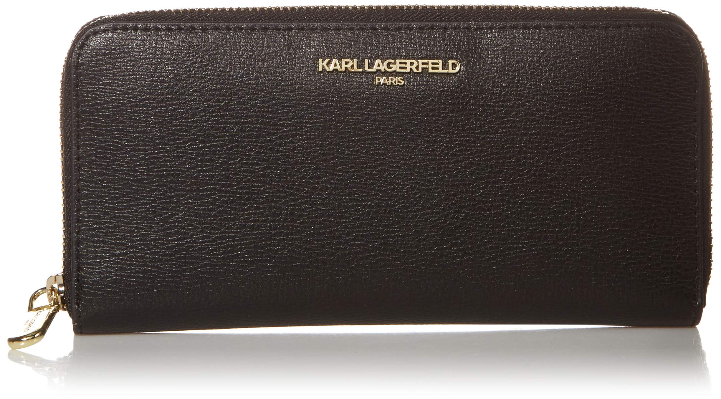 Karl Lagerfeld Paris Women's Zip Continental Wallet - Slim RFID Blocking Leather Card Holder for Credit Cards & Cash (Perfect for Travel, Shopping & Everyday Use)