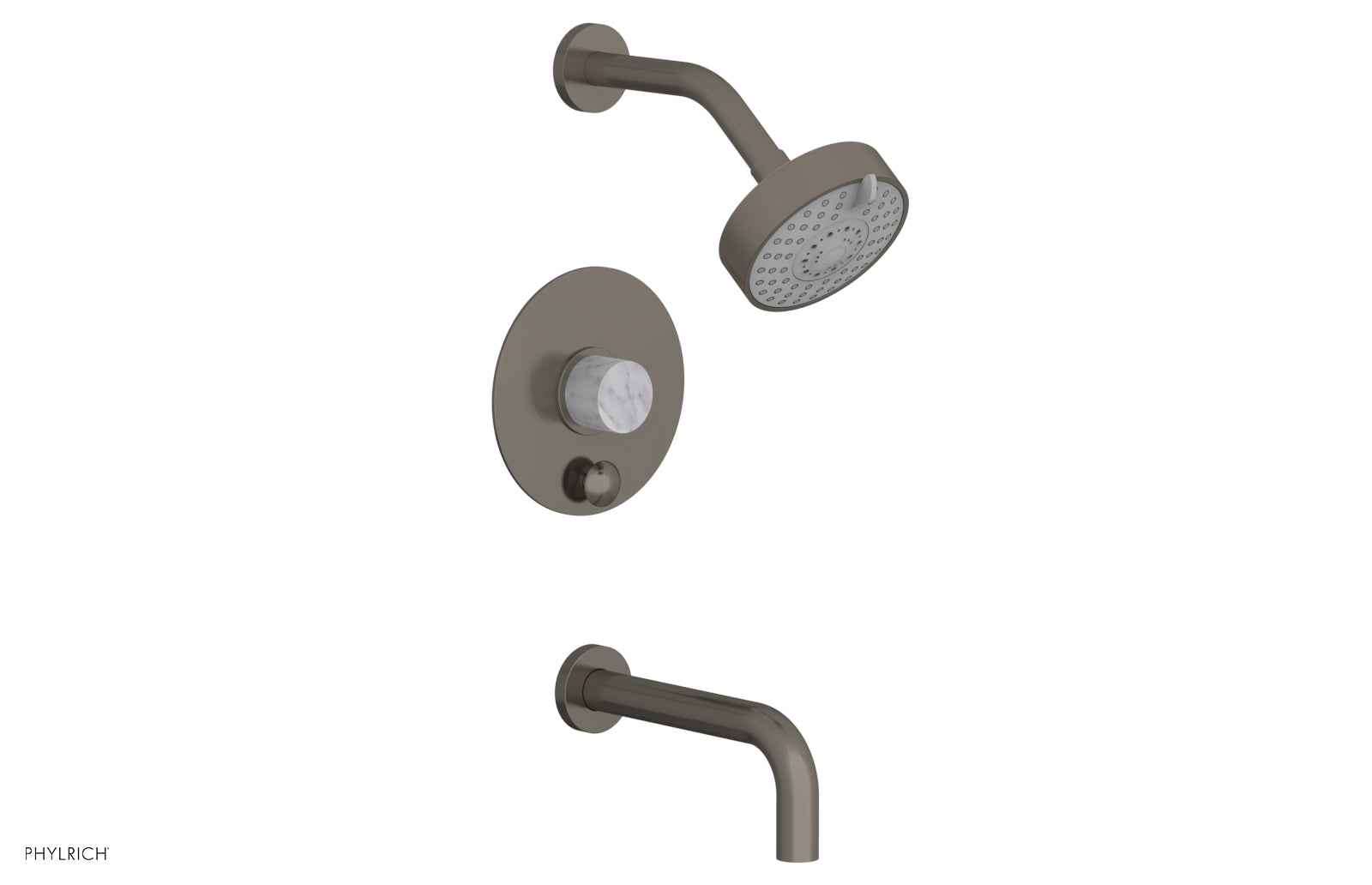 BASIC II Pressure Balance Tub and Shower Set in White Marble - 230 28 Series | Perfect for Modern Bathroom Renovations & Spa-Like Showers
