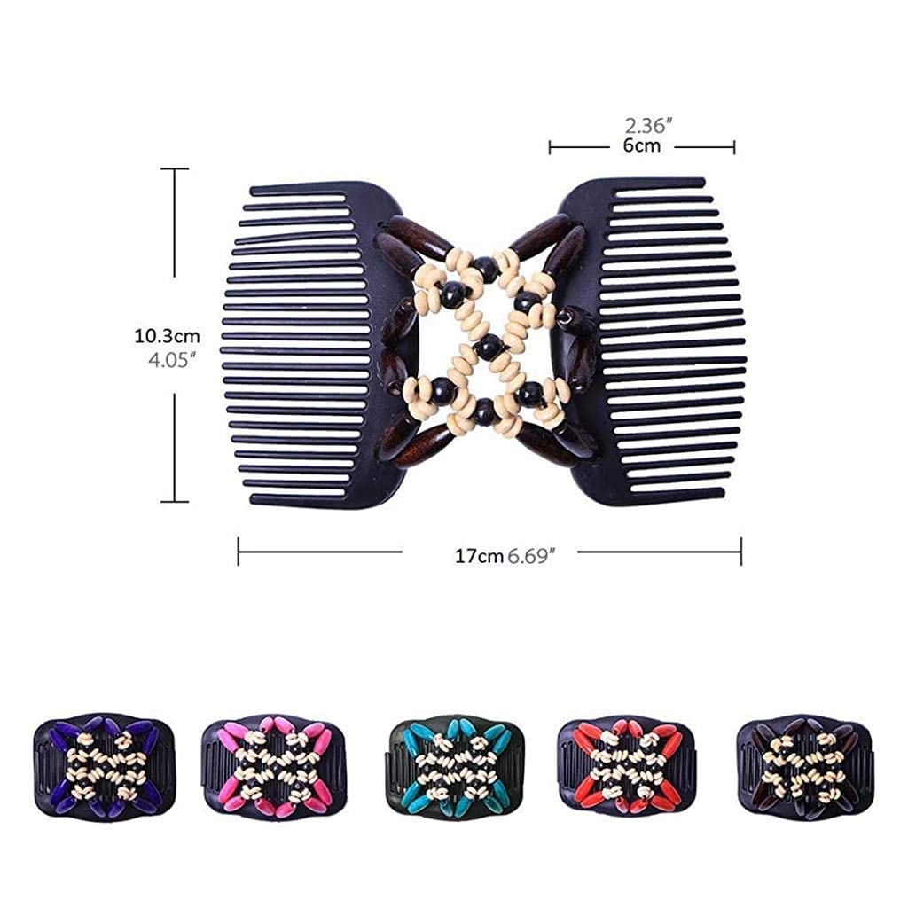 RK RETAILER Magic Double Row Wooden Butterfly Stretchy Hair Clips - Large Hair Clutches for Women (Brown) | Perfect for Weddings, Parties & Everyday Hairstyles