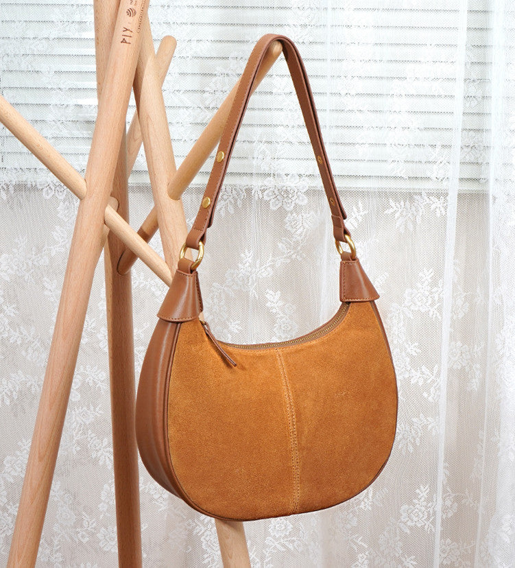 Stylish Semi-Circle Soft Leather Tote Bag for Women - Lightweight & Durable Handbag for Work, Travel & Everyday Use